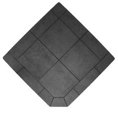 an image of a square tile on a white background in black and grey colors, with one corner missing from the photo