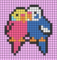 a cross stitch pattern with a colorful bird on it