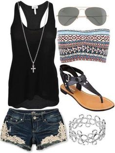 #Fashion #Hot #Outfit. Cute outfit for summer. I would probably pick a different bracelet, though. Women Trends Clothing, Cute Concert Outfits, Concert Outfit Summer, Mode Tips, Gili Trawangan, Chique Outfits, Nike Roshe, Inspiration Quotes