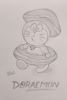 a drawing of a cartoon character with the word doramon on it's chest