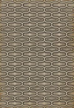 an intricately designed area rug with circles and lines in grey, beige and black