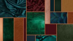 a collage of different shades of green and brown