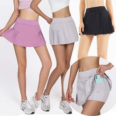 【Soft and Comfortable Material】Womens tennis skirt is made of lightweight,breathable and moisture-wicking fabric,80% polyester,20% spandex,which keeps you dry and comfortable during workout;the material is soft but wrinkle-resistant,makes it easy to maintain the skirt in good shape. 【Pleated Athletic Skirt】Pleated skirt for women,the flowy pleats make you more fashional and attactive no matter on sport courts or casual occasions.Perfect for tennis,golf,workout,running,cheerleader costume and cas Casual Sports Mini Skirt With Pockets, Casual Mini Skirt With Pockets For Sports, Short Tennis Skirt With Pockets For Workout, Sports Mini Skirt With Pockets, Sports Mini Skort With Pockets, Short Sports Skirt With Pockets, Summer Tennis Bottoms With Pockets, Sports Tennis Skirt With Pockets, Workout Skirt With Pockets