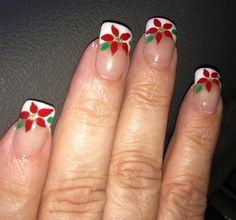 Poinsettia Nail Art, Pointsetta Nail Design, Poinsettia Nails, Cowboy Cake, Cowboy Cakes, Amaryllis Flowers, Nail Colors Winter, Holiday Nail, Nice Nails