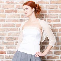 #wedding bolero #linen bridal #shrug bridal jacket knitted  white linen bolero linen shrug #wedding jackets boleros knit shrug ivory cape White Chic Fitted Shrug, White Party Shrug For Spring, Fitted Shrug For Summer Wedding, Fitted Summer Wedding Shrug, White Fitted Shrug For Evening, Summer Wedding Fitted Shrug, White Fitted Evening Shrug, Wedding Jackets, Types Of Gowns