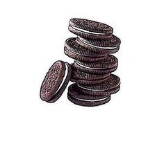 an oreo cookie is stacked on top of each other