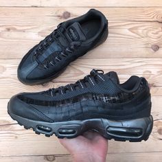 Brand New Nike Air Max 95 Prm Metallic Grey & Black Women’s Size 10.5 / Men’s Size 9 / Eur 42.5 Black Leather Custom Sneakers With Air Cushioning, Nike Air Max 90s, Neon Shoes, Nike Airforce 1, Nike Tennis Shoes, Womens Air Jordans, Nike Air Max Plus, New Nike Air, Nike Air Max 95