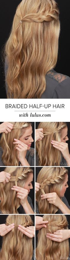 LuLu*s How-To: Half-Up Braided Hair Tutorial at LuLus.com! How To Braid, Quick Hair, Braided Hair Tutorial, Braided Half Up, Braid Hair, Penteado Cabelo Curto, Easy Braids, Half Up Half Down Hair, Quick Hairstyles