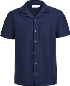 Mens Blue Short Sleeve Shirt, Stretch Cotton, Dark Gray, Cotton Shirt, Light Blue, Navy Blue, Slim Fit, Collar, Navy