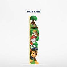 paw patrol growth chart personalized wall decal