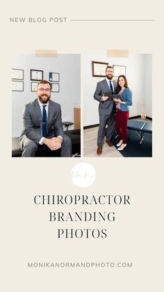 two people in suits and ties posing for a photo with the words chiropractor branding photos