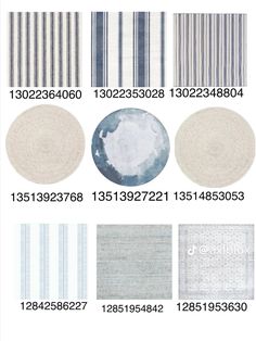 different types of wallpapers with numbers and colors on them, including blue and white stripes