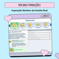 an image of a computer screen with the words aspiracto membro da familia real on it