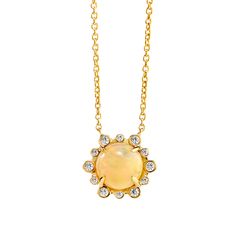 18 karat yellow gold Gemstone 1.5-2.5 carats approx. Champagne diamonds 0.12 carat approx. 18 inch, adjustable at 16-17 inch Lobster clasp Cosmic Necklace, Handcuff Necklace, Diamond Flower Pendant, Diamond Tennis Necklace, Solitaire Pendant Necklace, Jewelry Appraisal, Tourmaline Necklace, Bezel Set Diamond, Gold Moon