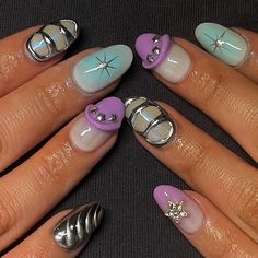 Nail Art Y2k, Y2k Nail Art, Natural Nails Manicure, Nail Art Salon, Super Nails, Soft Nails