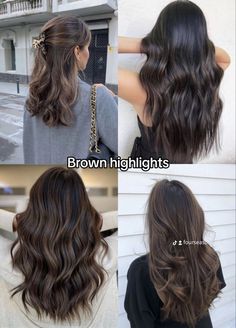 Blonde Highlights On Dark Hair, Black Hair Balayage, Hair Color Underneath, Hair Curling Tips, Hair Tips Video