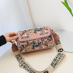 Fashion Jacquard Boston Bag Bear Luxury Designer Women's Casual Handbags Female Adjustable Shoulder Casual Handbags, Crossbody Messenger Bag, Boston Bag, Women's Casual, Luxury Designer, Luxury Design, Messenger Bag, Casual Women, Boston