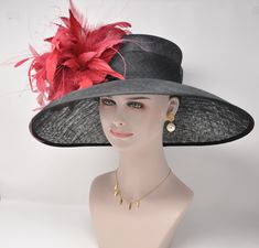 "Description: 100% Sinamay, light and comfortable *Wide brim measure Appr: 6.5\" brim *The crown is decorated with feather flower. Very beautiful!! *Head girth is 22\"-23.5\",adjustable string inside can give you the best fit. *Great for Kentucky Derby, Church, Wedding, Tea Party or other special event . If you want to use different colors feather flowers, check the last picture, tell me the color you need, I will change for you." Kentucky Derby Wide Brim Top Hat With Feather Trim, Feather Flowers, Wedding Tea Party, Sinamay Hat, Sinamay Hats, Tea Party Wedding, Wedding Tea, Elegant Hats, Feather Flower