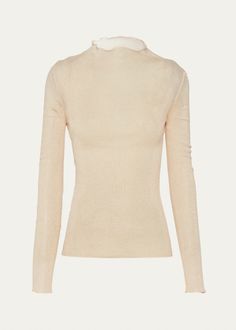 Get free shipping on Prada Superfine Cotton Knit Mock-Neck Top at Bergdorf Goodman. Shop the latest luxury fashions from top designers. Elegant Turtleneck Knit Top With Ribbed Neckline, Elegant High Neck Top With Ribbed Collar, Chic High Neck Top With Ribbed Collar, Elegant Ribbed Collar Crew Neck Top, Turtleneck Pointelle Knit Tops For Layering, Chic Turtleneck Pointelle Knit Top, Chic Tops With Ribbed Collar For Layering, Elegant Fitted Top With Ribbed Collar, High Neck Knit Top With Ribbed Neckline