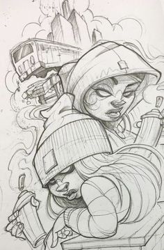 Graffiti Couple Drawing, Gang Drawings Street, Graffiti Style Drawing, Graffiti Drawing Sketches Street Art, Thug Drawings, Easy Graffiti Art, Graffiti Art Drawing Cartoon, Drawing Gangster, Graffiti Characters Sketches