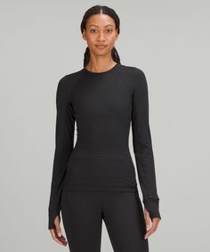 It's Rulu Run Long Sleeve Shirt | Women's Long Sleeve Shirts | lululemon Base Layer Women, Running In Cold Weather, Black Lululemon, Womens Long Sleeve Shirts, Miss A, Christmas Wishlist, Soft Fabric, Long Sleeve Shirt, Workout Clothes