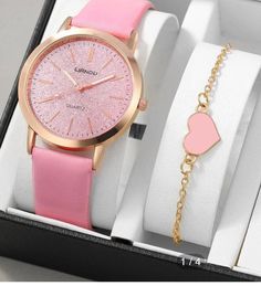 Pink lady watch Creative Birthday Gifts, Watch Set, Pink Watch, Creative Birthday, Rose Bracelet, Women's Watches, Watches Women Fashion, Valentines Gifts For Her, Pink Bracelet