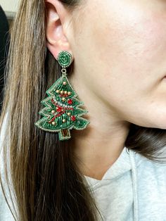 These beaded earrings are perfect for Christmas! They are super lightweight and are so fun for the holidays! Tree Earrings, Christmas Tree Earrings, Earring Tree, Beaded Earrings, Christmas Tree, Holidays, Drop Earrings, Christmas, Bead Earrings