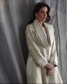 Chikankari Embroidery Long Sleeve Slub Silk Sets, Long Sleeve Slub Silk Sets With Chikankari Embroidery, Semi-stitched Beige Kurta With Sheer Dupatta, Beige Long Sleeve Lawn Suit With Dupatta, Sania Maskatiya Casual, Embroidery Dress Pattern, Fashion Travel Outfit, Indian Dresses Traditional, Color Combinations For Clothes