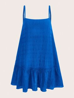 Summer Outfits Solid Ruffle Hem Cami Dress Royal Blue Casual  Sleeveless Woven Fabric Plain Cami Non-Stretch Summer Women Clothing, size features are:Bust: ,Length: ,Sleeve Length: Style Bleu, Frills And Ruffles, Comfy Jumpsuits, Mini Robes, Royal Blue Dresses, Dream Clothes, Casual Elegance, Cami Dress, Boho Hippie