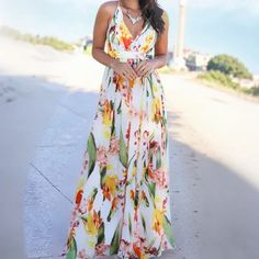 Non-stretch Spring Sundress Maxi Dress, Spring Floral Print Non-stretch Maxi Dress, Casual Floral Print Non-stretch Maxi Dress, Spring Non-stretch Floral Maxi Dress, Casual Non-stretch Floral Print Maxi Dress, Casual Non-stretch Maxi Dress With Floral Print, Spring Beach Maxi Dress Non-stretch, Spring Beach Non-stretch Maxi Dress, Non-stretch Maxi Dress For Spring Beach Occasions