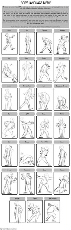 the body language meme is shown in black and white, with several different poses