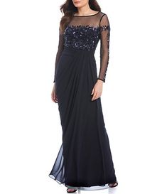 Women's Formal Dresses & Evening Gowns | Dillard's Embellished Evening Dress With Fitted Bodice And Asymmetrical Neckline, Evening Gown With Sequins And Asymmetrical Neckline, Pre-draped Embellished Evening Dress For Gala, Pre-draped Embellished Evening Dress, Embellished Pre-draped Party Gown, Evening Gown For Prom Season With Pre-draped Style, Pre-draped Evening Gown For Prom Season, Elegant Sequin Gown With Asymmetrical Neckline, Embellished Evening Dress With Asymmetrical Neckline For Gala