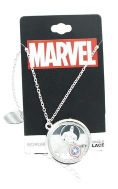 Wear your love of the First Avenger with this attractive Captain America Charm Shaker Necklace! This shaker necklace features a clear front and back with various charms inside the pendant that move about with motion. Comes with an 18-inch chain. Officially licensed. Captain America Jewelry, Shaker Necklace, The First Avenger, First Avenger, Patriotic Stars, Puzzle Shop, Toys Shop, Marvel Universe, Captain America