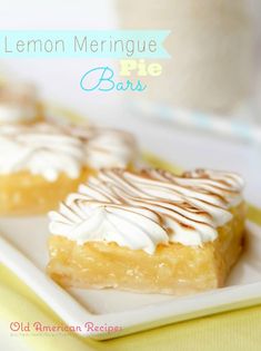 lemon meringue pie bars on a white plate