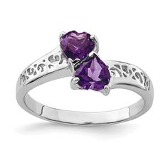 Heart Engagement, Heart Band, Amethyst Heart, Solid Gold Chains, Sterling Silver Rings Bands, Heart Gemstone, Sterling Silver Filigree, Purple Stones, Silver Band Ring