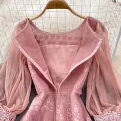 Materials: other Size: m, l Color: pink, blue, Khaki Pink M, Embroidery Lace, Pink Blue, Lace Dress, Chiffon, Crew Neck, Embroidery, Lace, Pink