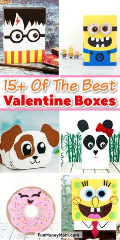 the best valentine boxes for kids to make with their own faces and eyes, including an adorable