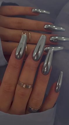 Now Or Never Tattoo, Chrome Colors, Steel Nails, Gray Nails, Nails Only, Fabulous Nails