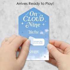 someone is holding up a card that says, one cloud nine tri - thr