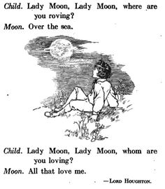 an old book page with the title child lady moon, lady moon, where are you living?