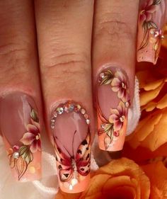 Ideas For Long Nails, Fall Nail Art Ideas, Long Art, Career Women, Fall Nail Art Designs, Butterfly Nail Art, Flower Nail Art, Fall Nail Art, Fall Nail