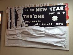 a bulletin board that has been made to look like it is celebrating the new year