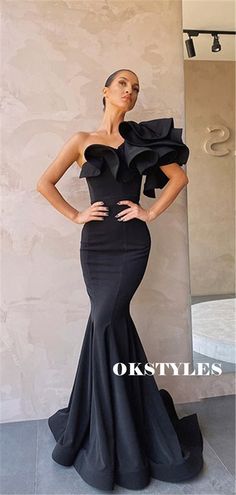 Prom Dresses With Ruffles, Dresses With Ruffles, 2020 Prom Dresses, Dresses Mermaid, Black Gown, Evening Dresses Elegant, Black Prom Dresses, 2020 Fashion