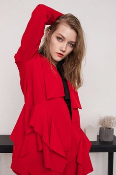 Blazer women / Red blazer / Red jacket women / Gift for women / Avant garde clothing / Suit women / Red suit / Birthday gift You can buy the whole suit or separate pieces, check other listings. Composition 100% Polyester Model is 175cm height Size S - M - L - XL Size guide S Bust: 86-89cm, Waist: 66-69cm, Hips: 94-97cm M Bust: 90-93cm, Waist: 70-73cm, Hips: 98-101cm L Bust: 94-102cm, Waist: 74-82cm, Hips: 102-109cm Care Machine Wash Cold / 30 degree Hand Wash Cold Dry cleaning Cool iron If you h Spring Party Blazer With Ruffles, Solid Long Sleeve Blazer For Parties, Long Sleeve Solid Color Party Blazer, Solid Long Sleeve Party Blazer, Ruffled Blazer For Formal Occasions, Red Long Sleeve Holiday Outerwear, Red Christmas Party Outerwear, Red Holiday Party Outerwear, Chic Holiday Outerwear