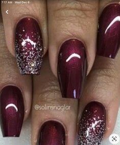 Winter Nails Art Designs, Blue Winter Nails, Winter Nails Art, Burgundy Christmas, Nails For Fall, Fall Acrylic, Nails Art Designs, Cute Nails For Fall