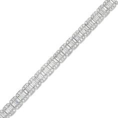 Dazzling with lab-created diamonds, this fashion bracelet is an eye-catching look day or night. 10K white gold The bracelet features rectangular links, each set with an array of round- and baguette-cut lab-created diamonds 5 ct. t.w. of diamonds I colour/I1 clarity 7.0-inch bracelet: box clasp. Formal White Gold Baguette Diamond Bracelet, Formal White Gold Diamond Bracelet With Baguette Diamonds, Formal Baguette Diamond Bracelet With Accents, Diamond White Platinum Bracelet With Baguette Diamonds, Platinum Diamond Bracelet With Baguette Diamonds In Diamond White, Elegant Silver Baguette Diamond Bracelet, Formal Silver Baguette Diamond Bracelet, Formal Dazzling Diamond Bracelet With Baguette Cut, White Gold Baguette Diamond Bracelet For Anniversary