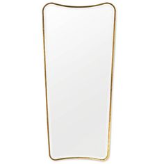 an empty white and gold mirror on a white background, with clipping for text