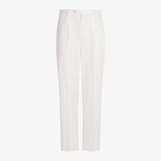 Elevate your ensemble with these high-rise, regular-fit pants in a subtle off-white, featuring a refined single pleat, secure button and hook closure, and sharp straight leg cut. Off White Belt, White Herringbone, White Belt, High Rise Pants, Tapered Pants, Fit Pants, Fashion Advice, Workout Pants, Pure Cotton