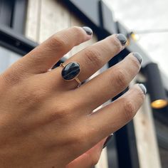 14x 10mm Oval Mini Black Lace Agate Ring Embrace your power with this statement ring perfect for cooler weather and sweaters just in mini form!