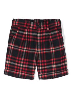 black/red cotton flannel tartan check pattern front button fastening belt loops two side inset pockets rear button-fastening pocket turn-up hem above-knee length Dress With Jean Jacket, Baby Boy Accessories, Dolce And Gabbana Kids, Boys Accessories, Stella Mccartney Kids, Short Jumpsuit, Shorts Black, Skirted Swimwear, Check Pattern